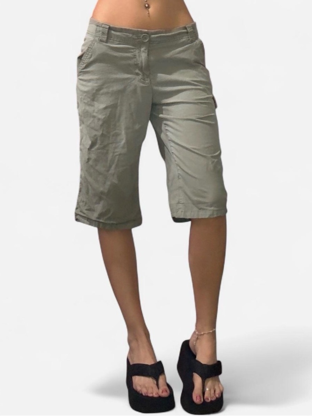 Y2K DKNY Cargo Jorts - Olive